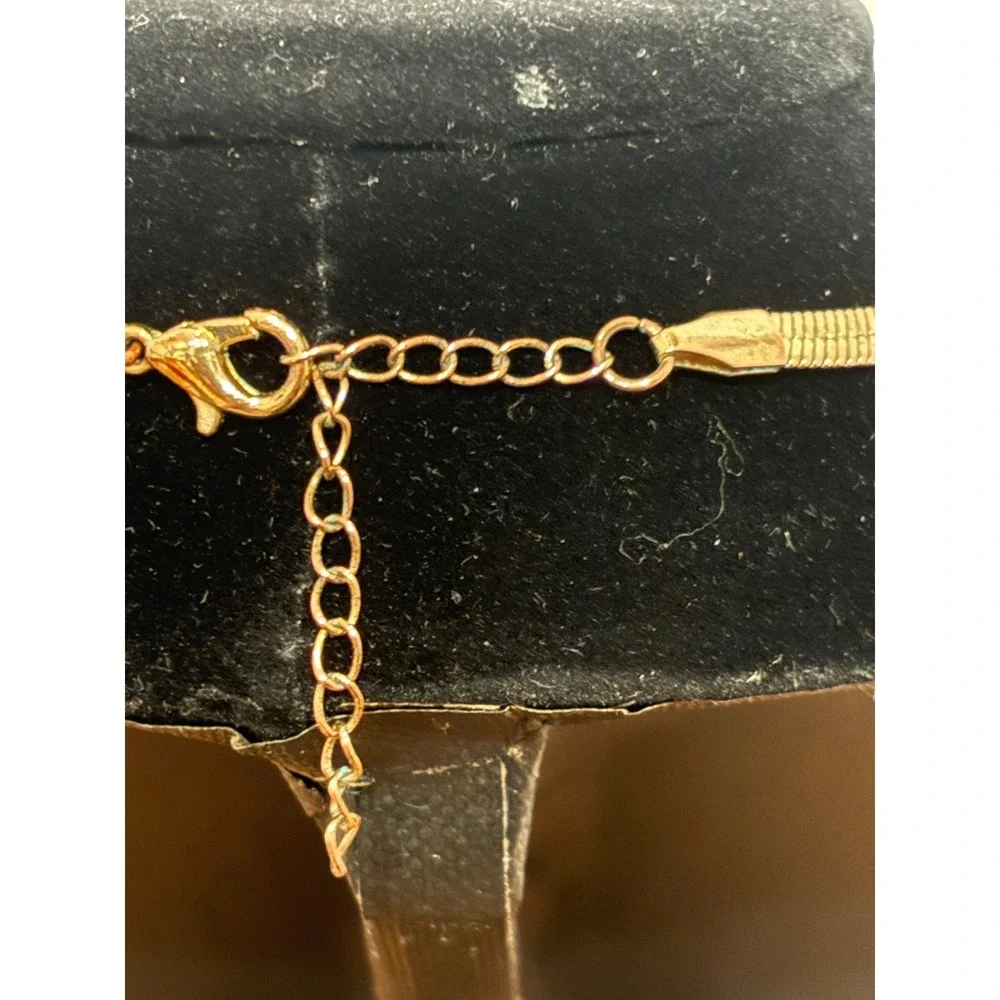 Rose Gold Tone Herringbone Flat Snake Chain Necklace Adjustable 16-18.5 Inch